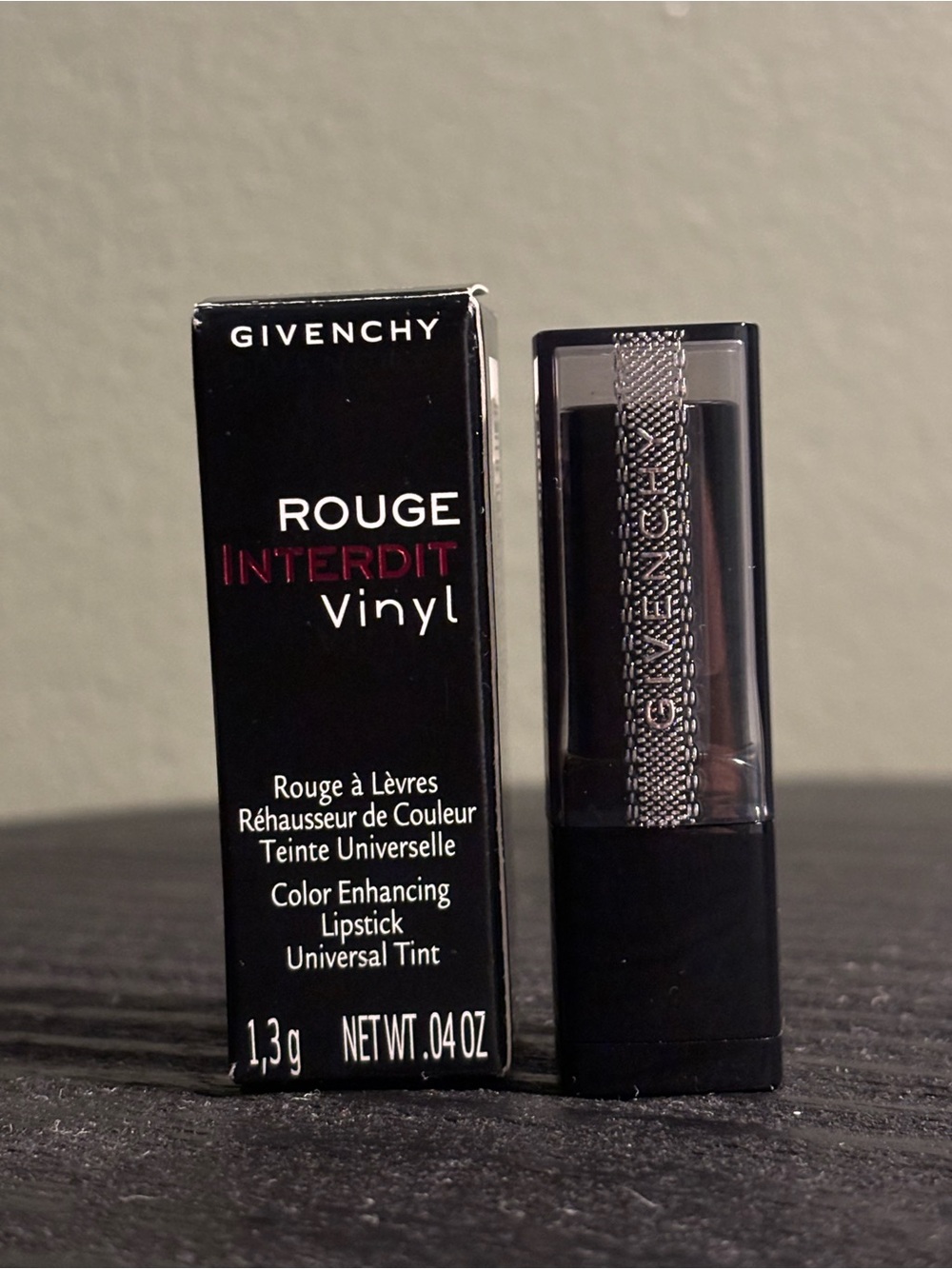 Givenchy Rouge Interdit Vinyl Lipstick - Noir… Travel Size, Brand New, Unopened